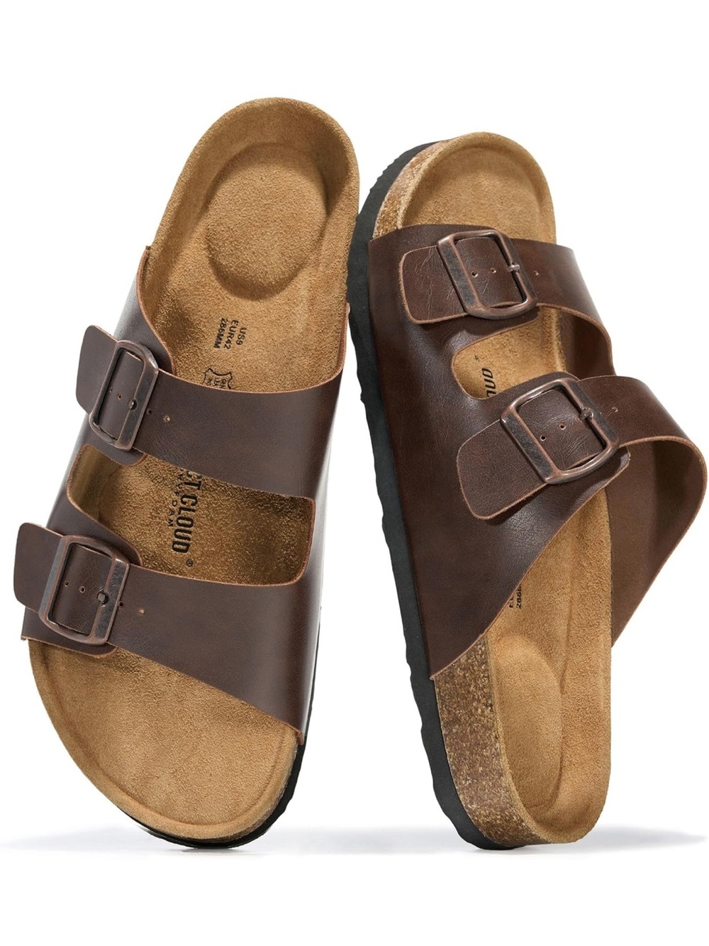 Project Cloud Men’s Sandals, 100% Genuine Leather Men’s Slides (Heritage)